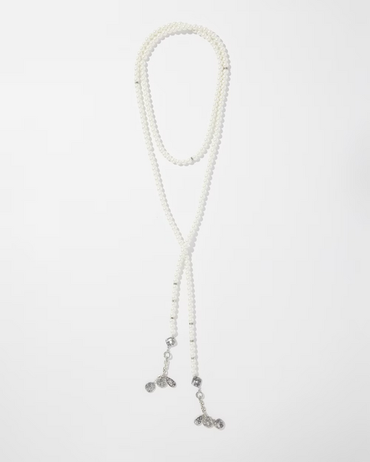 CHICO' S FAUX PEARL LARIAT NECKLACE