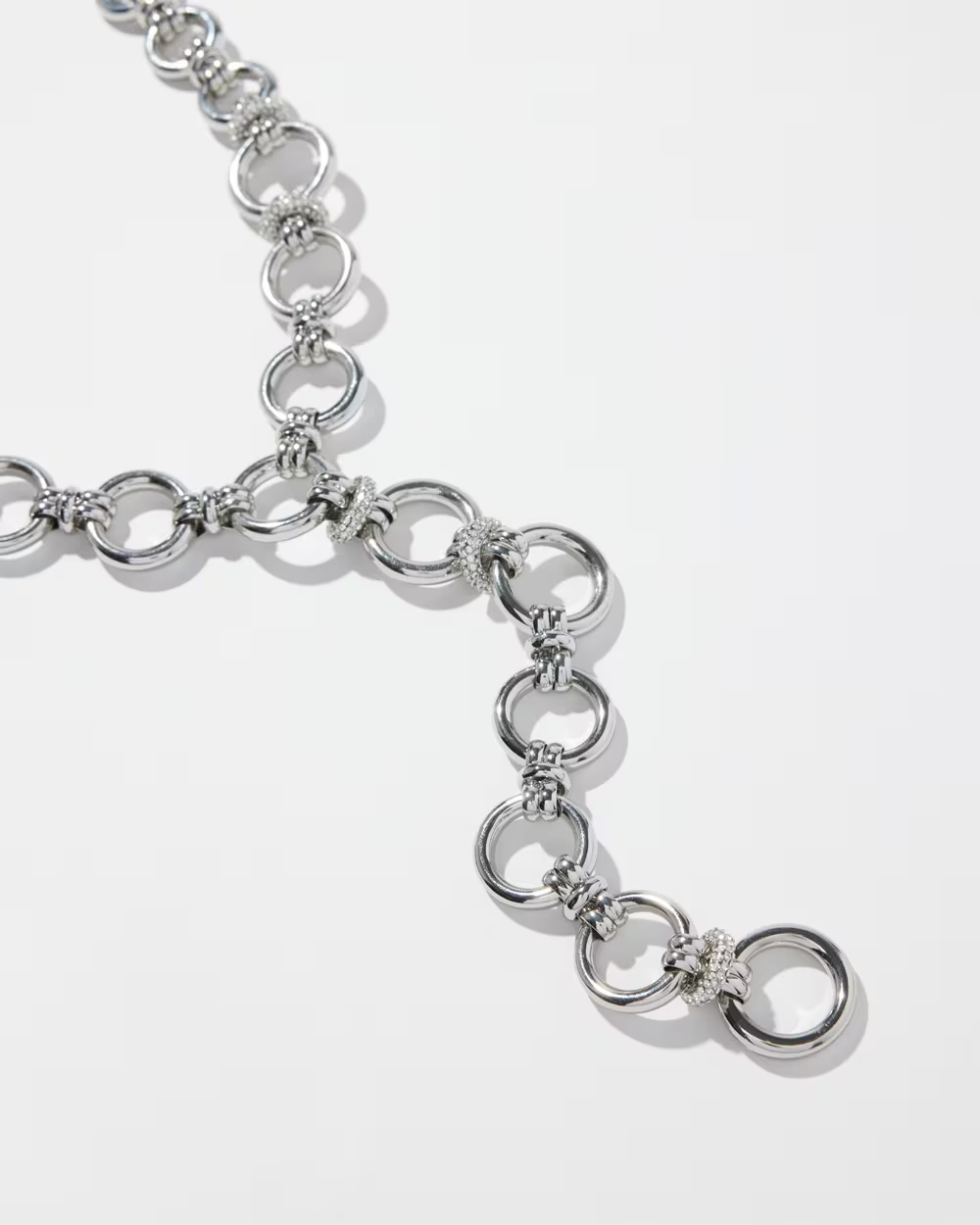 CHICO' S SILVER TONE LINKS Y- NECKLACE