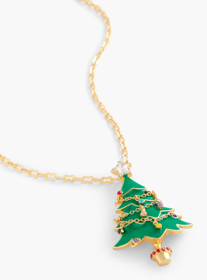 TALBOTS CHRISTMAS TREE PENDANT NECKLACE