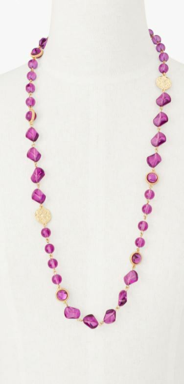 TALBOTS GLASS MEDALLION LONG NECKLACE