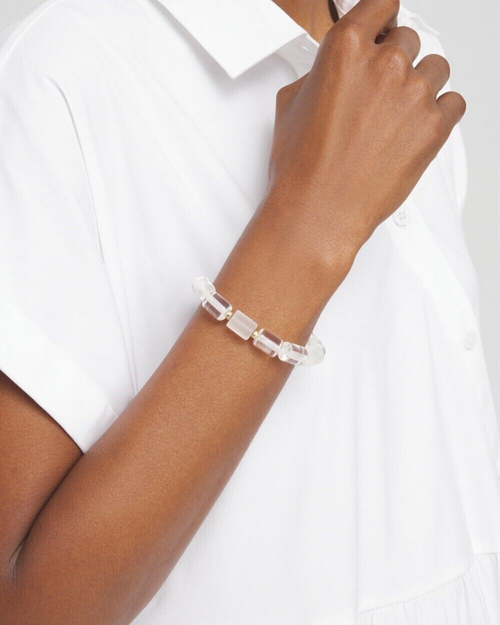 CHICO'S JADE BARREL STRETCH BRACELET