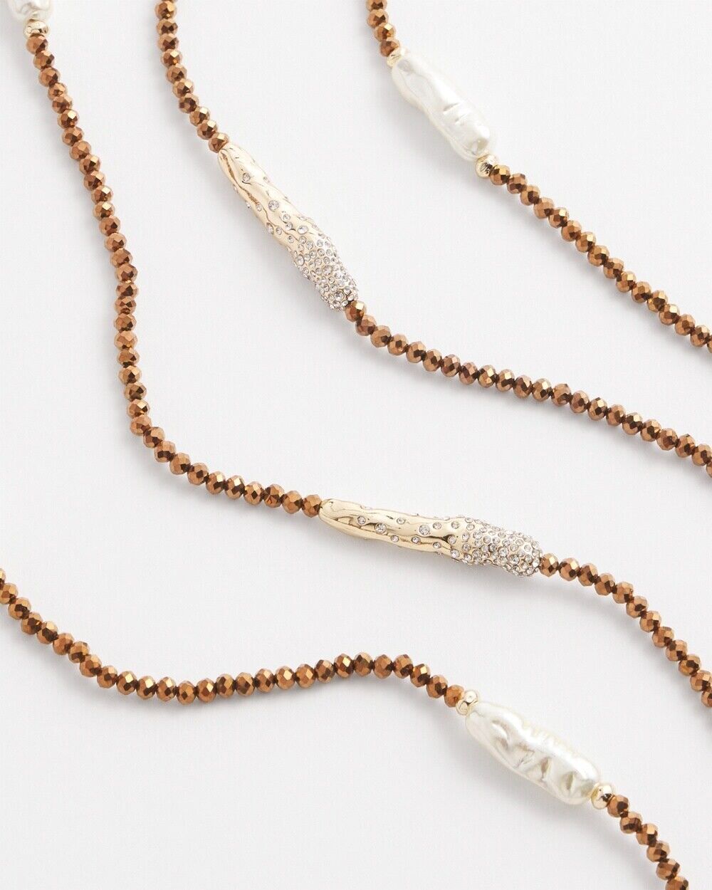 CHICO'S DOUBLE STRAND FAUX PEARL NECKLACE