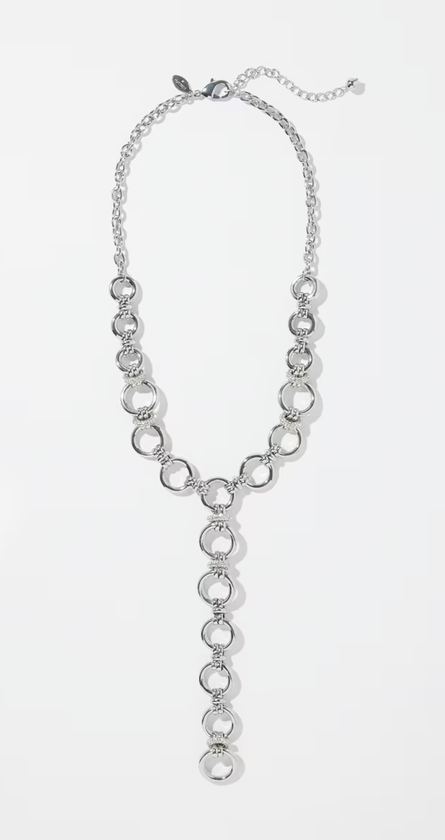 CHICO' S SILVER TONE LINKS Y- NECKLACE