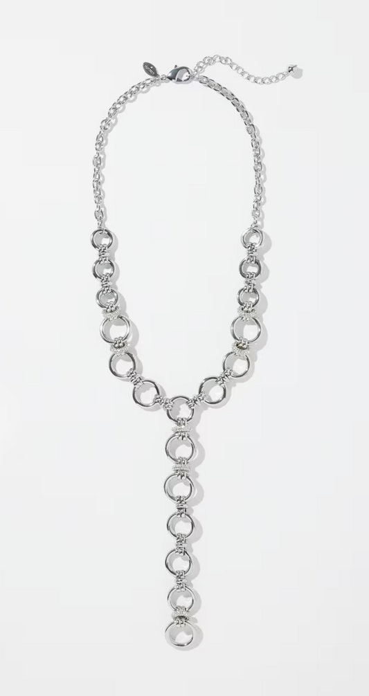 CHICO' S SILVER TONE LINKS Y- NECKLACE