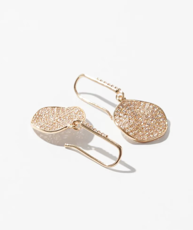 White House Black Market Gold Pave Disc Earrings