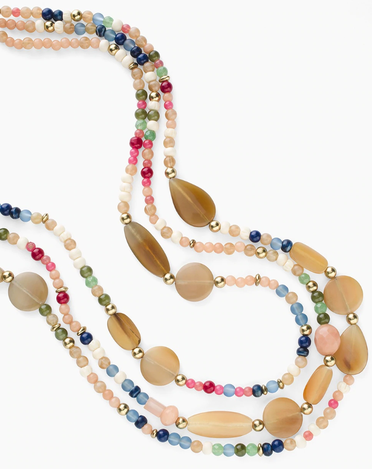CHICO' S MULTI-COLORED MIXED-BEAD MULTI-STRAND NECKLACE
