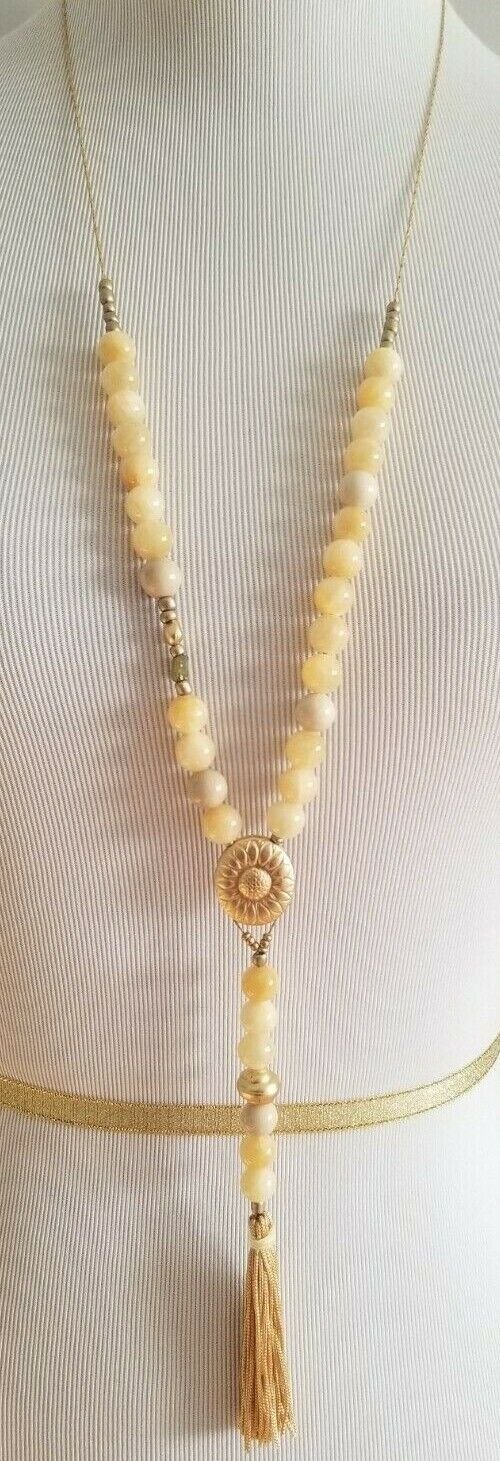 CHICO'S CONVERTIBLE BEADED TASSEL NECKLACE