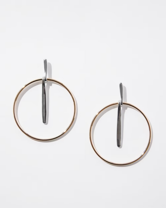 CHICO'S MIXED METAL HOOPS EARRINGS