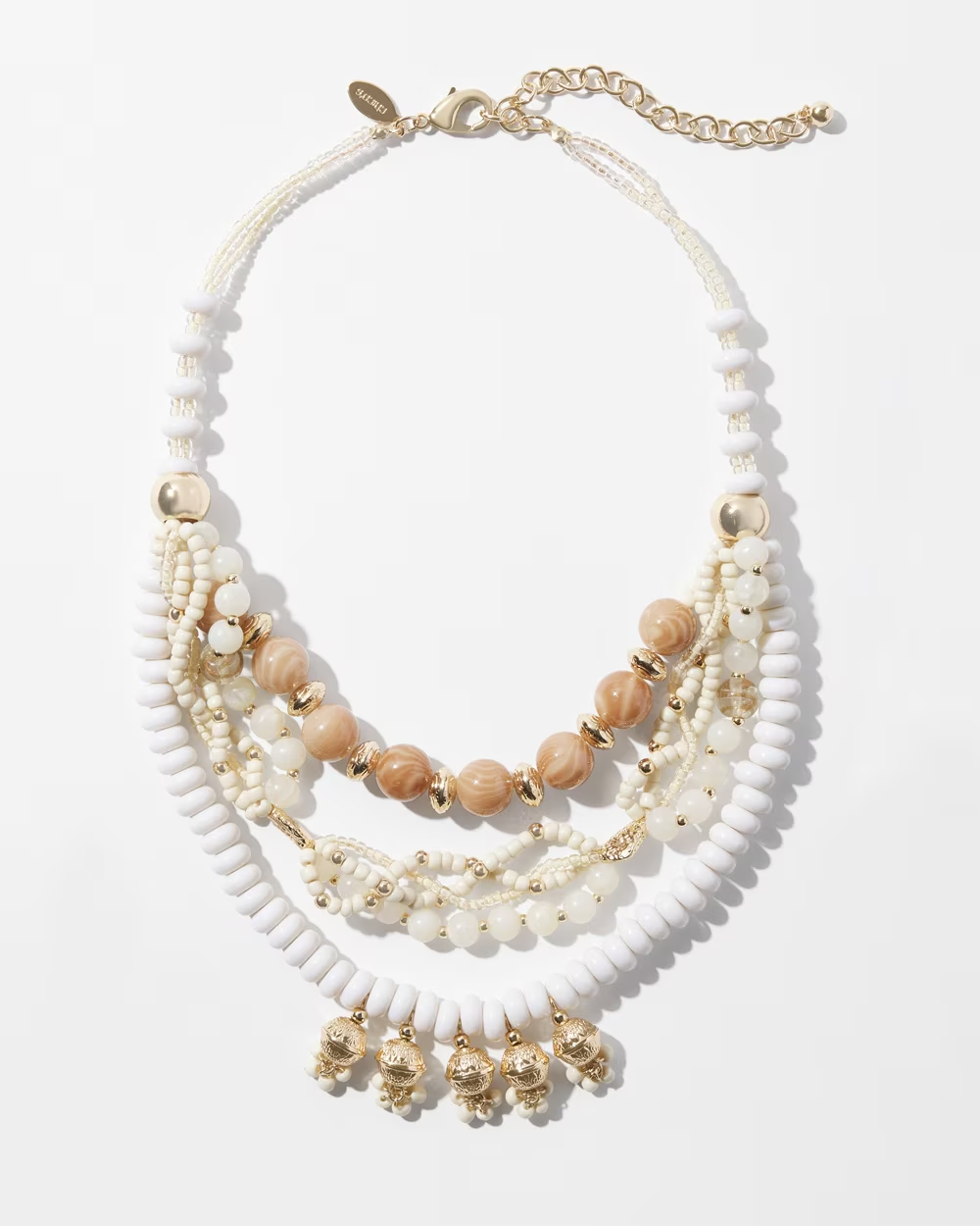 CHICO'S NEUTRAL BEADED TWIST MULTISTRAND NECKLACE