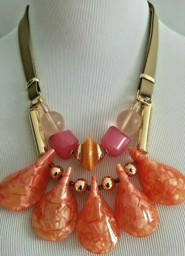 CHICO'S FIERY GOLD-TONE BIB NECKLACE