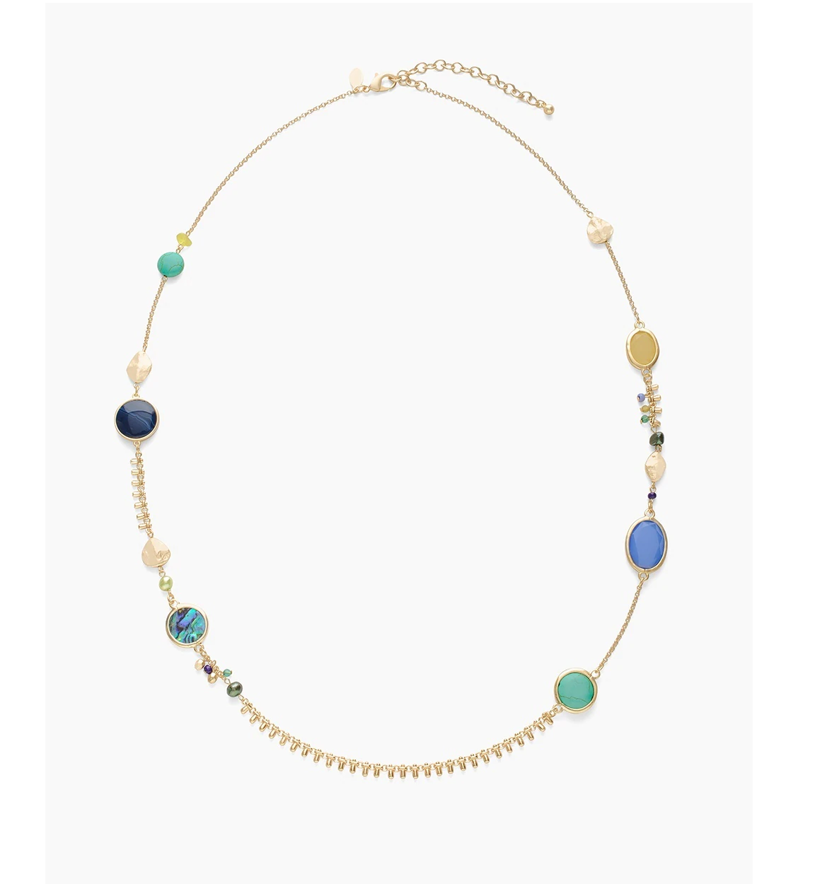 CHICO'S SILVER-TONE MULTI-COLORED STONE NECKLACE