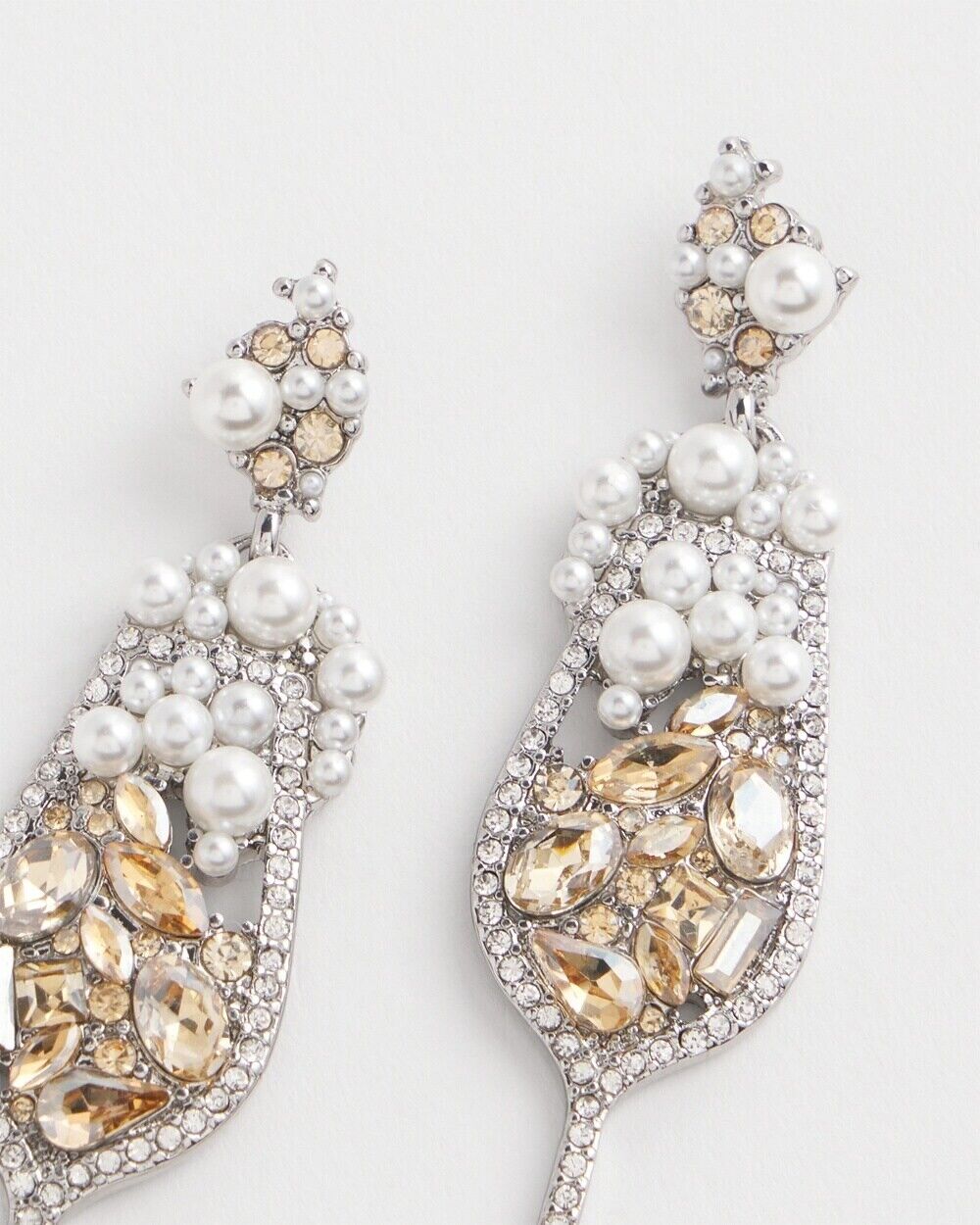 CHICO'S NO DROOP EMBELLISHED CHAMPAGNE EARRINGS