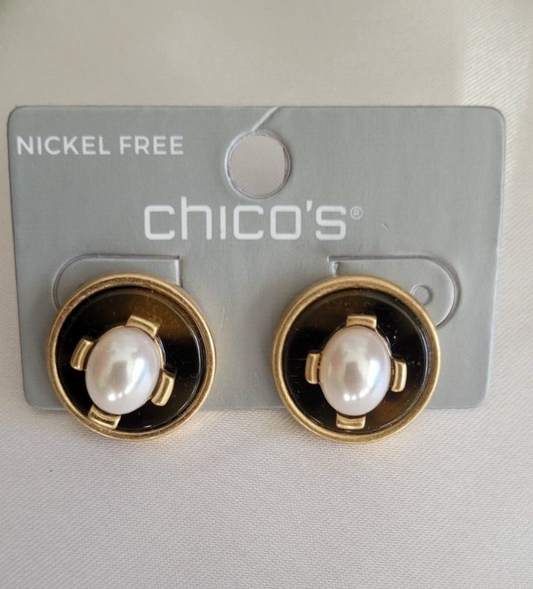 CHICO'S FAUX PEARL POST EARRINGS