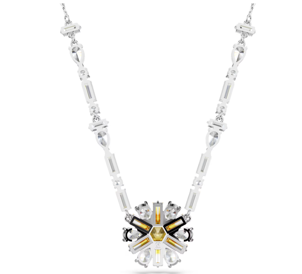Swarovski Idyllia necklace Flower, Yellow, Rhodium plated