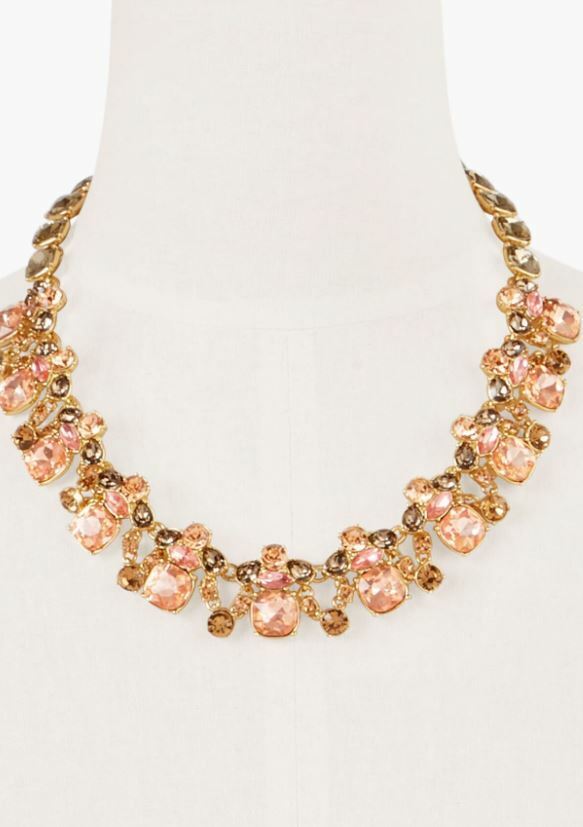 TALBOTS CHAMPAGNE CRYSTAL STATEMENT NECKLACE