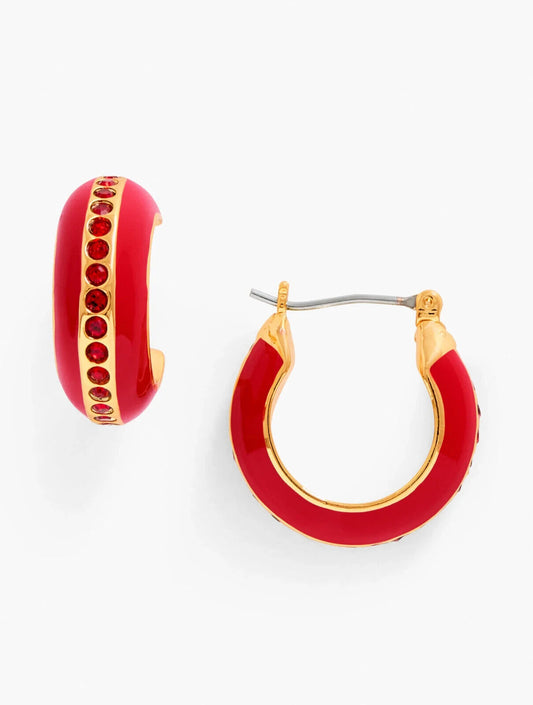TALBOTS ENAMEL PAVE HOOP EARRINGS