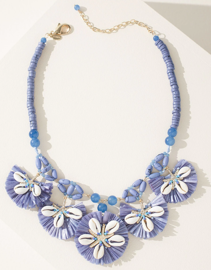 CHICO'S PERIWINKLE SHELL BIB NECKLACE
