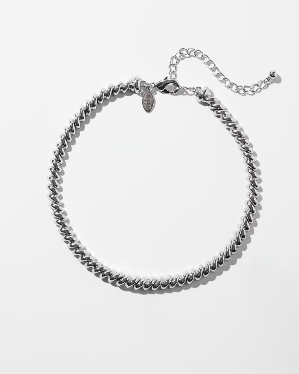 CHICO' S SILVER TONE TWIST COLLAR NECKLACE