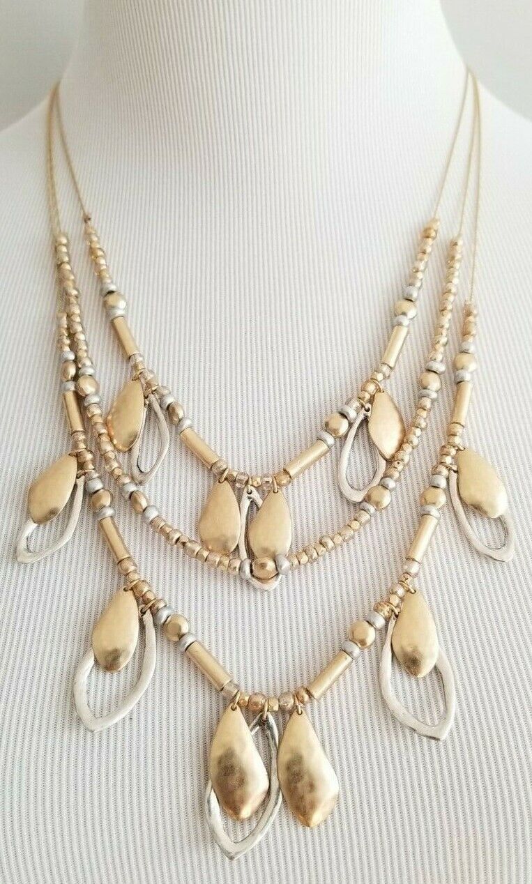 CHICO'S MIXED-METAL LEAF ILLUSION NECKLACE