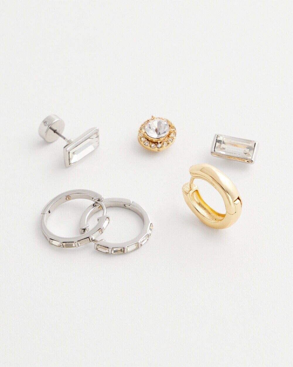 CHICO'S MIXED METALS STUD SET EARRINGS