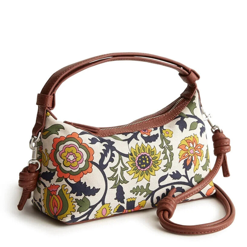 Vera Bradley Roxbury Crescent Crossbody, Marrakesh Vines Pumice Stone