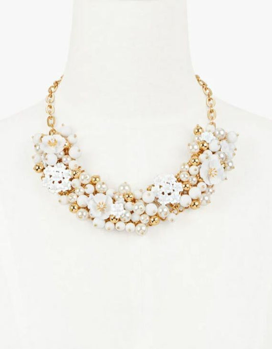 TALBOTS DITSY FLORAL ENAMEL STATEMENT NECKLACE