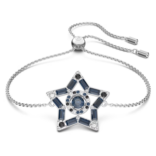 Swarovski Stella bracelet Star, Blue, Rhodium plated