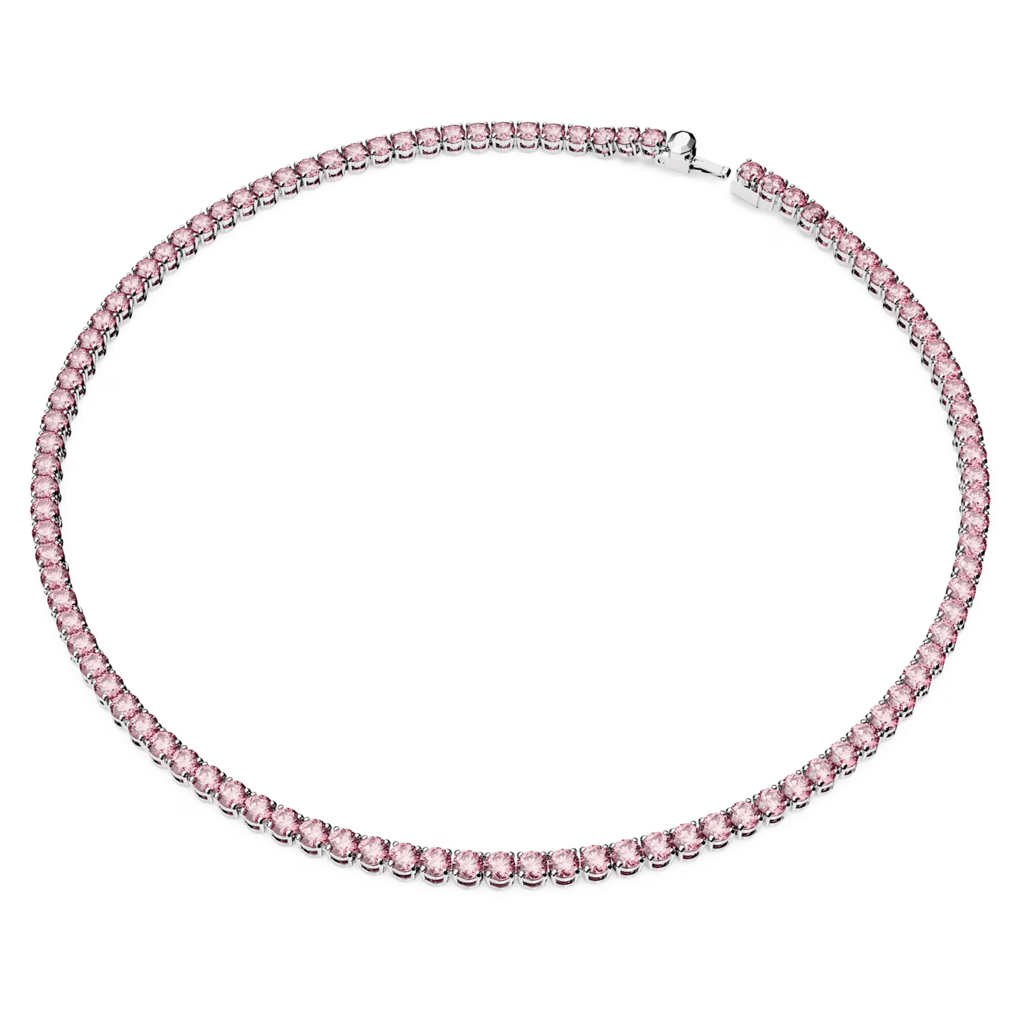 Swarovski Matrix Tennis necklace Round cut, Pink, Rhodium plated