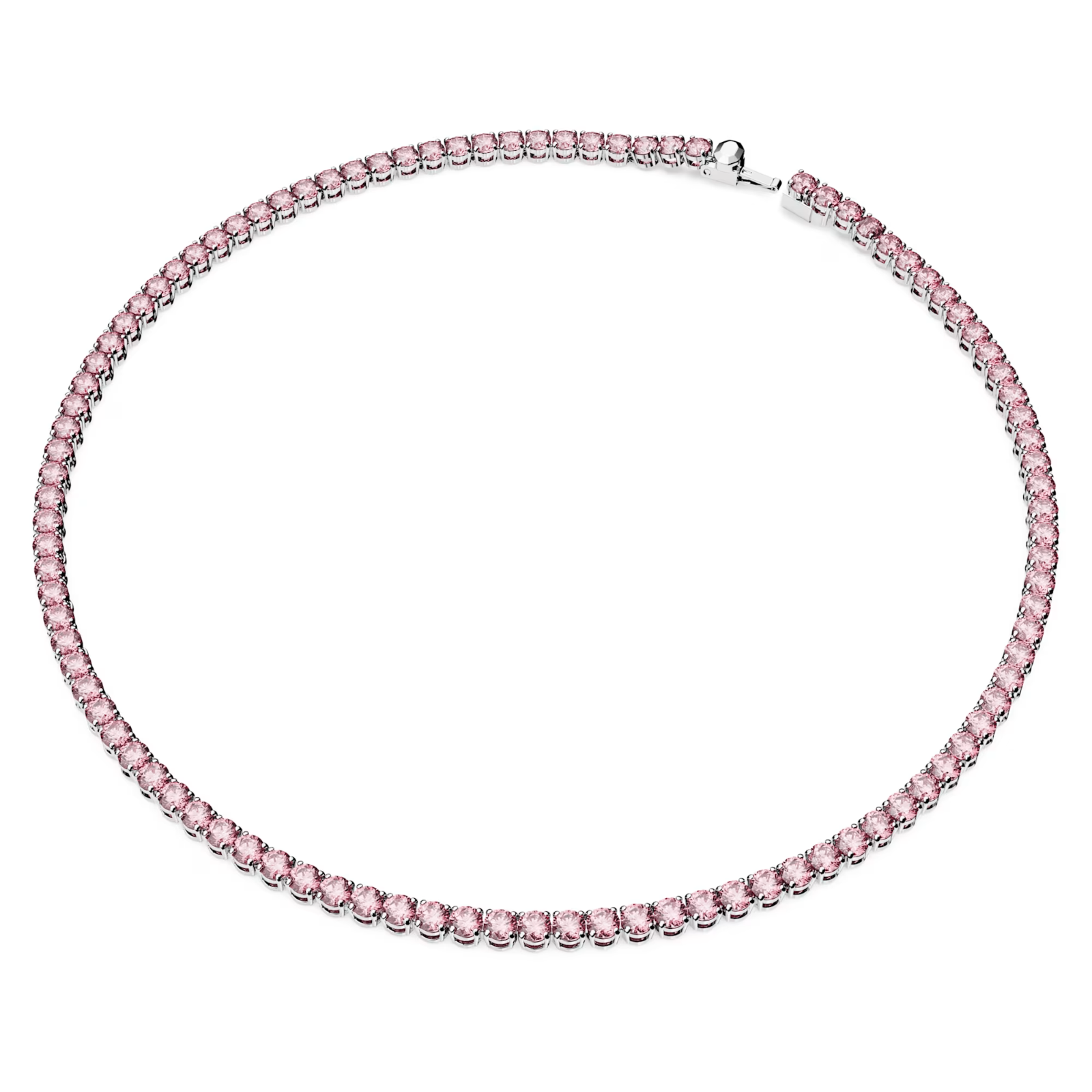 Swarovski Matrix Tennis necklace Round cut, Pink, Rhodium plated