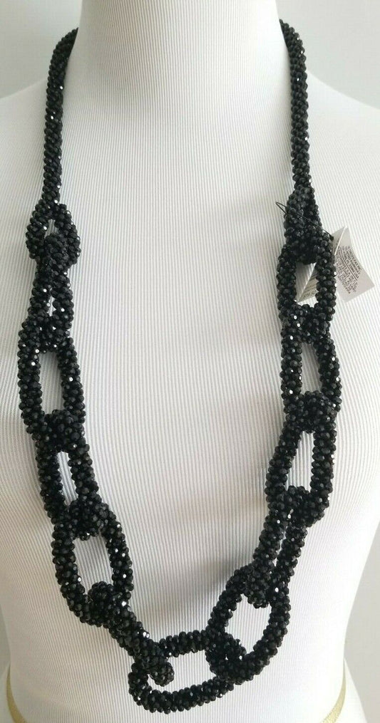 CHICO'S LONG BLACK LUMI SINGLE-STRAND NECKLACE