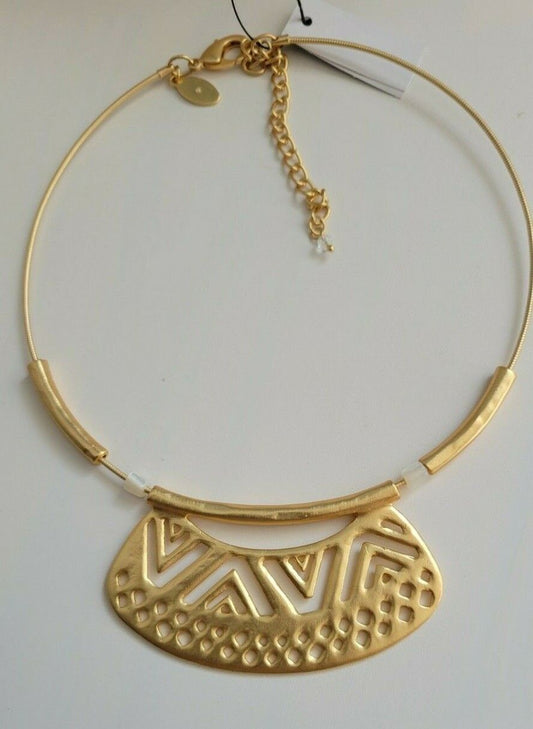 CHICO'S GOLDTONE BIB NECKLACE