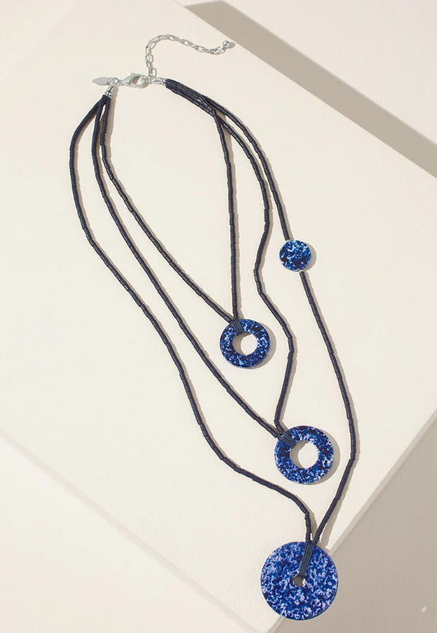 CHICO'S BLUE MULTISTRAND PENDANT NECKLACE