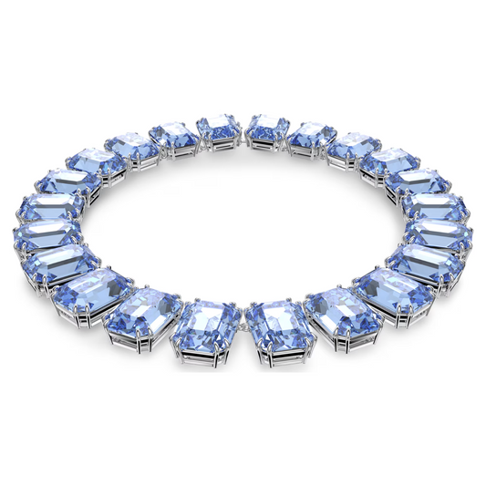 Swarovski Millenia necklace Oversized crystals, Octagon cut, Blue, Rhodium plate