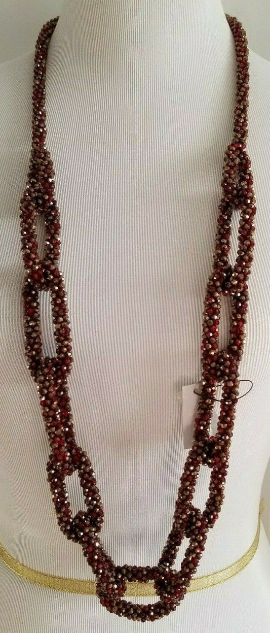 CHICO'S LONG RED LUMI SINGLE-STRAND NECKLACE