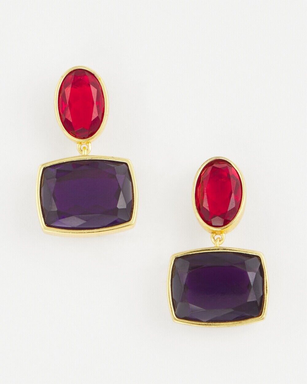 CHICO'S NO DROOP RED DOUBLE DROP EARRINGS