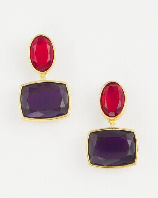 CHICO'S NO DROOP RED DOUBLE DROP EARRINGS