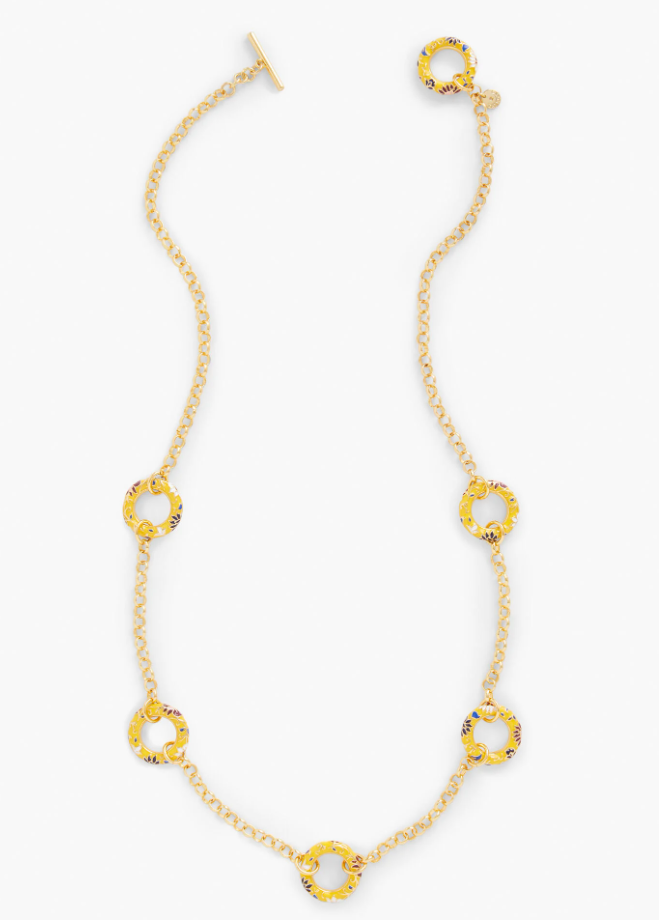 TALBOTS FLORAL ENAMEL LONG NECKLACE