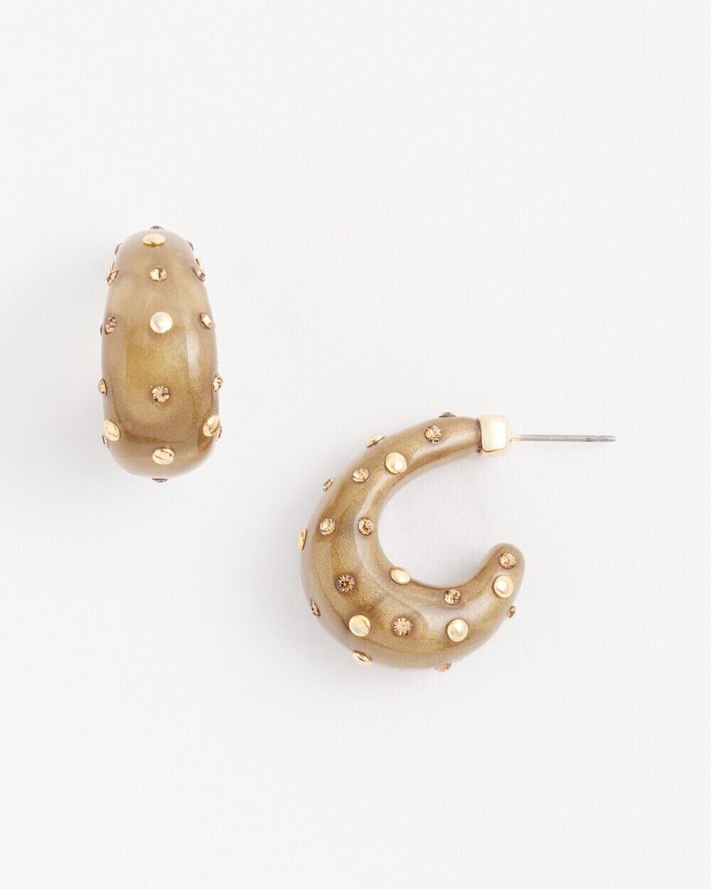 CHICO'S NO DROOP EMBELLISHED RESIN HOOPEARRINGS