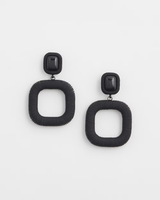 CHICO'S BLACK SQUARE HOOPS EARRINGS