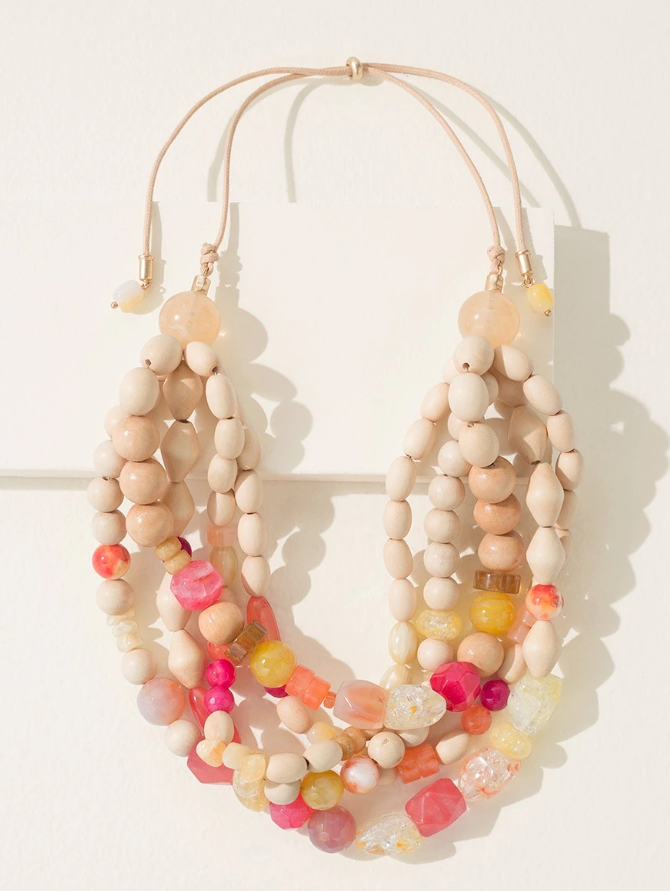 CHICO'S ADJUSTABLE WOOD BEAD NECKLACE