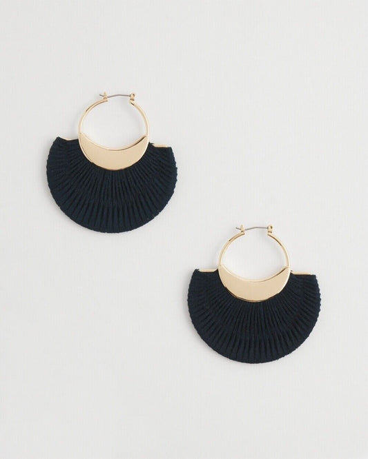 CHICO'S NO DROOP NAVY FAN HOOPS EARRINGS