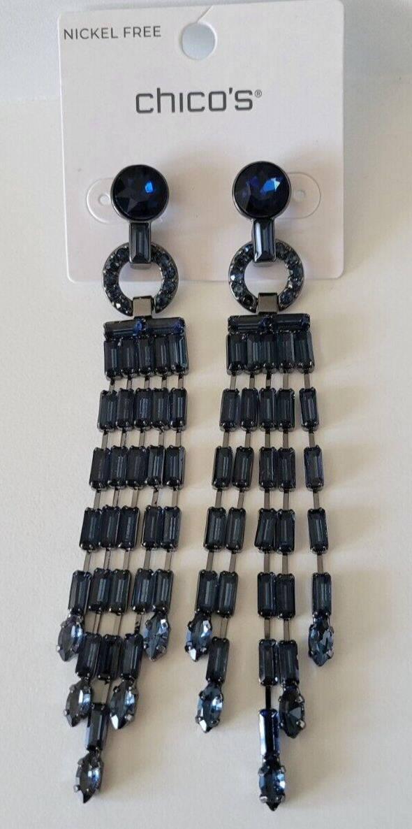 CHICO'S BLUE GLITZ DUSTER EARRINGS