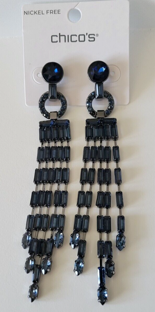 CHICO'S BLUE GLITZ DUSTER EARRINGS