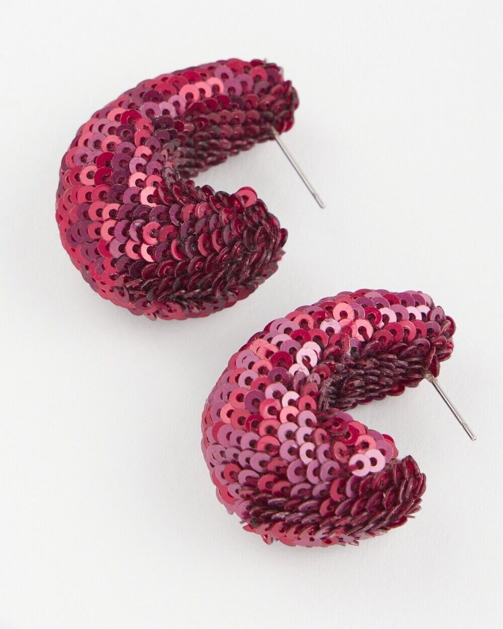 CHICO'S NO DROOP RED SEQUIN HUGGIE EARRINGS