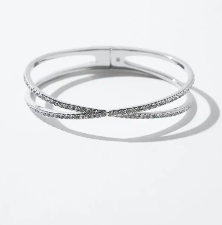 WHITE HOUSE BLACK MARKET SILVER CRISS-CROSS HINGE BRACELET