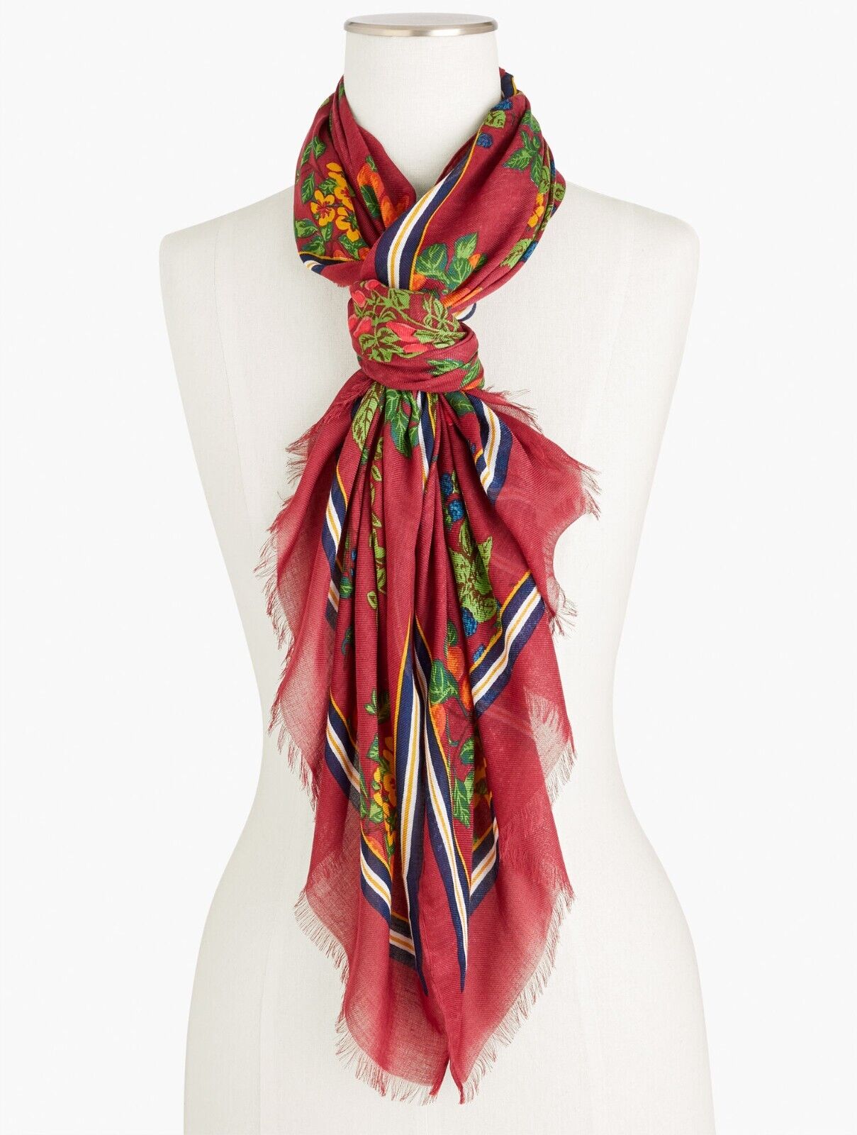 TALBOTS FRUITS & LEAVES OBLONG SCARF