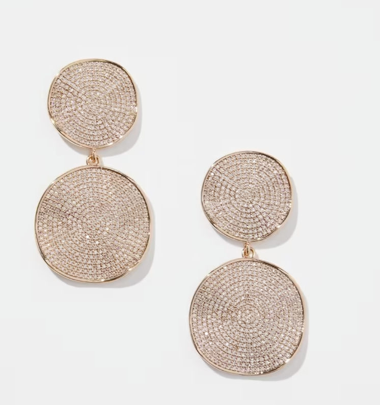 CHICO'S GOLD TONE PAVE DROP EARRINGS