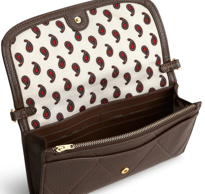Vera Bradley Wildwood Wallet Crossbody, Demitasse in Leather
