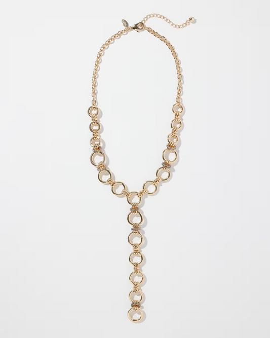 CHICO'S GOLD TONE LINK Y-NECKLACE