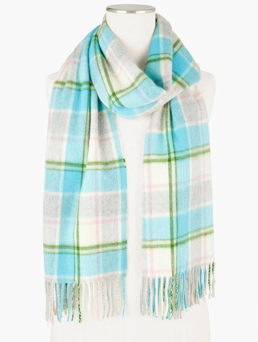 TALBOTS CASHMERE WATERWEAVE SCARF- GLACIER PLAID